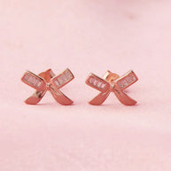 Elegance Bow Rose Gold Studs  in 92.5 Silver