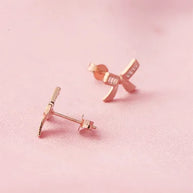 Elegance Bow Rose Gold Studs  in 92.5 Silver
