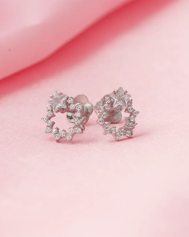 Radiant Circle Rhodium Studs in 92.5 Silver