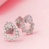 Radiant Circle Rhodium Studs in 92.5 Silver