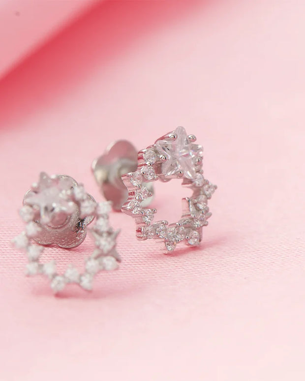 Radiant Circle Rhodium Studs in 92.5 Silver