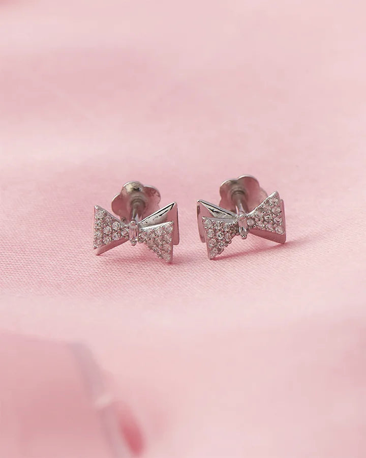 Twilight Bow Rhodium Studs in 92.5 Silver