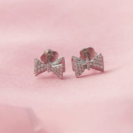 Twilight Bow Rhodium Studs in 92.5 Silver
