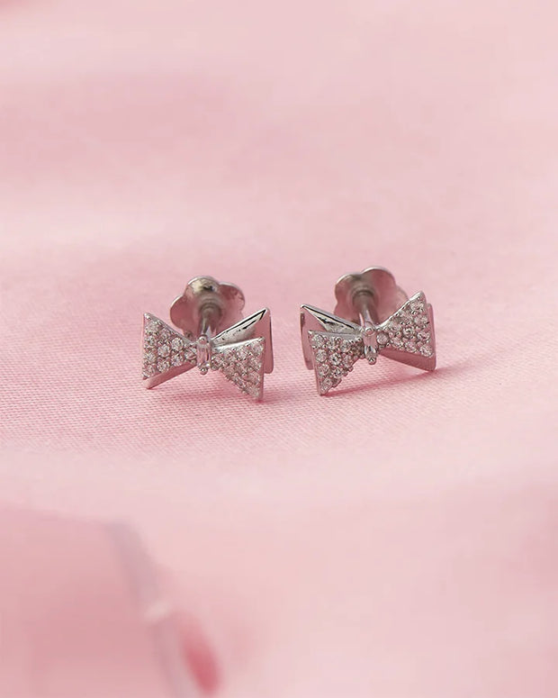 Twilight Bow Rhodium Studs in 92.5 Silver