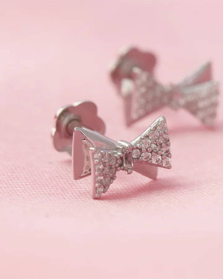 Twilight Bow Rhodium Studs in 92.5 Silver
