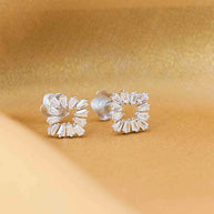 Radiant Square Rhodium Studs in 92.5 Silver