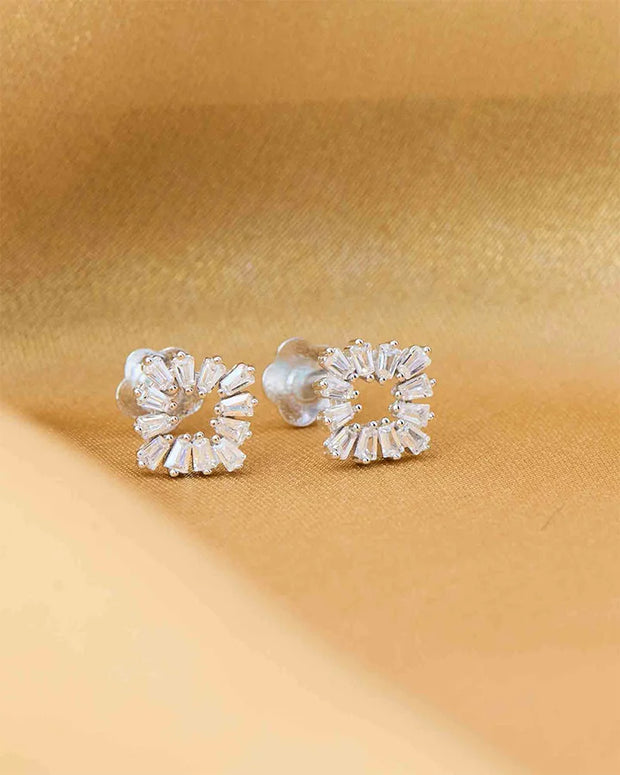 Radiant Square Rhodium Studs in 92.5 Silver