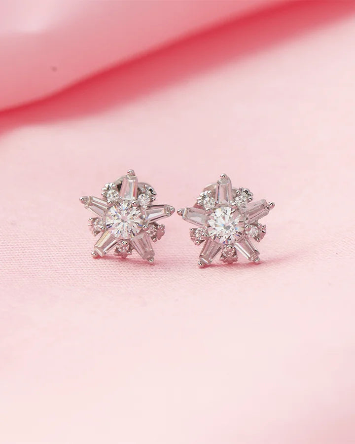 Celestial Star Rhodium Studs  in 92.5 Silver