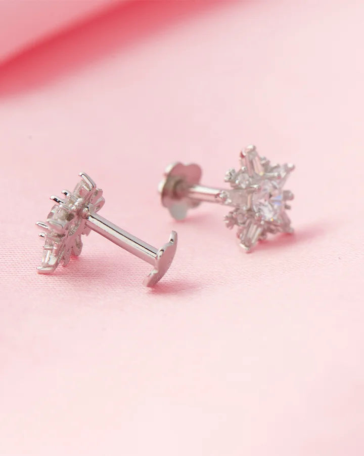 Celestial Star Rhodium Studs  in 92.5 Silver