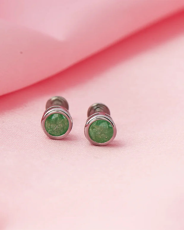 Mint Glow Rhodium Studs in 92.5 Silver