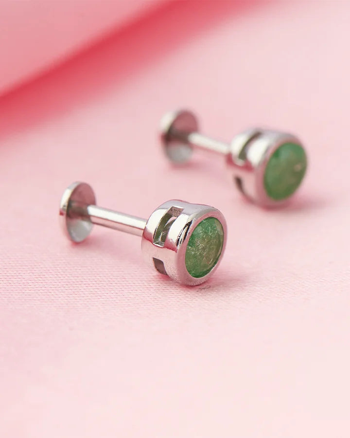 Mint Glow Rhodium Studs in 92.5 Silver