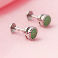 Mint Glow Rhodium Studs in 92.5 Silver