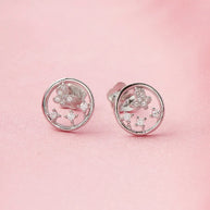 Butterfly Halo Rhodium Studs in 92.5 Silver