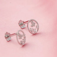 Butterfly Halo Rhodium Studs in 92.5 Silver