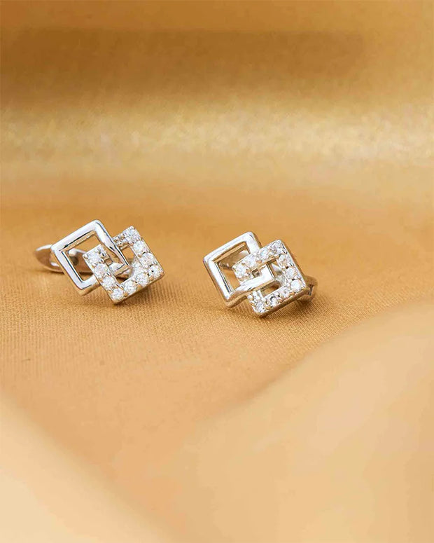 Lustre Gem Rhodium Studs in 92.5 Silver