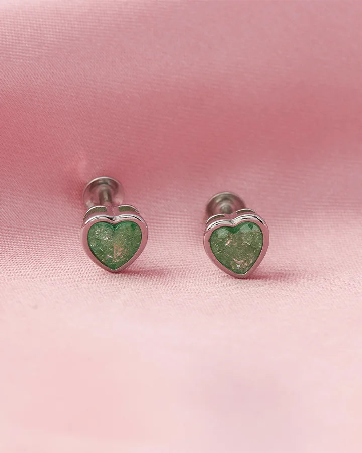 Mint Heart Rhodium Studs in 92.5 Silver