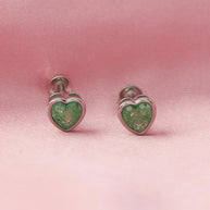 Mint Heart Rhodium Studs in 92.5 Silver