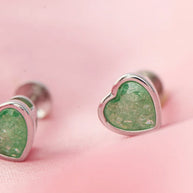 Mint Heart Rhodium Studs in 92.5 Silver