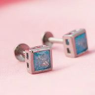 Mint Square Rhodium Studs in 92.5 Silver