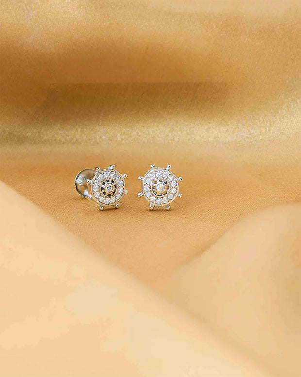 Circular Rhodium Studs  in 92.5 Silver