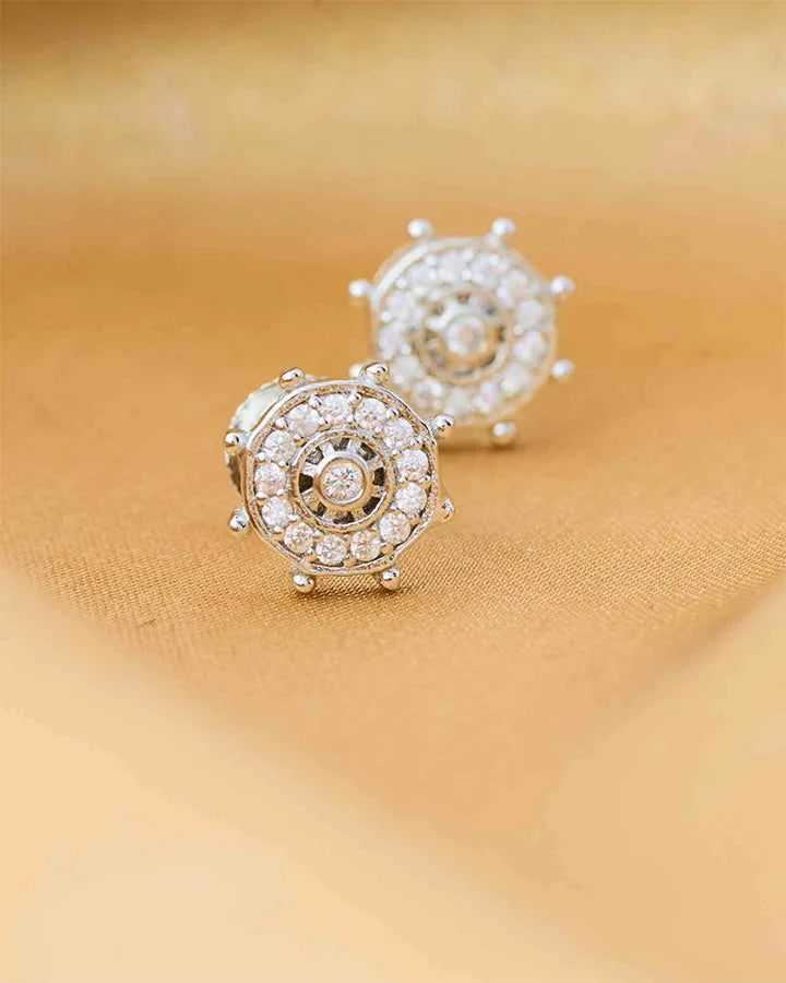 Circular Rhodium Studs  in 92.5 Silver
