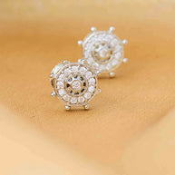 Circular Rhodium Studs  in 92.5 Silver