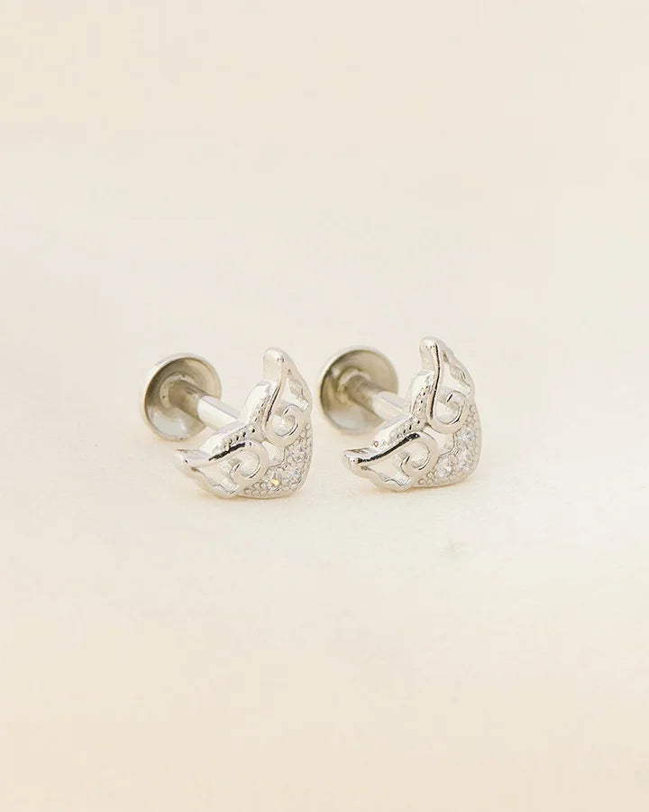 Mystic Mask Rhodium Studs in 92.5 Silver