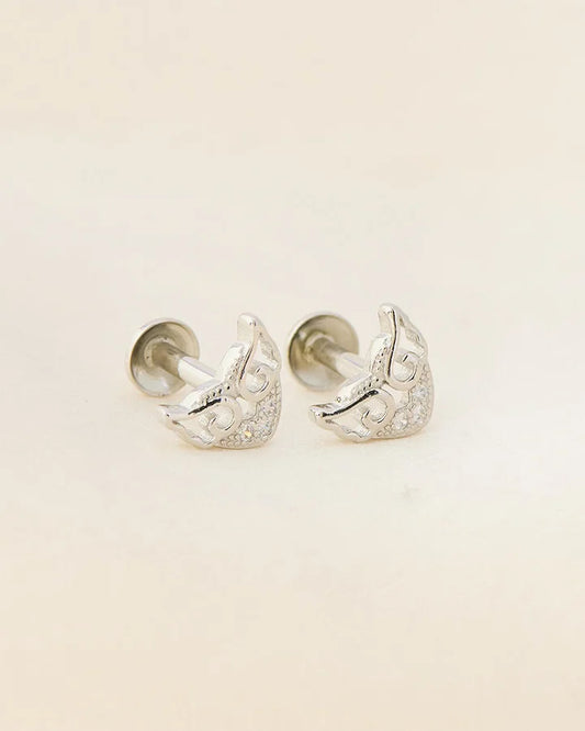 Mystic Mask Rhodium Studs in 92.5 Silver