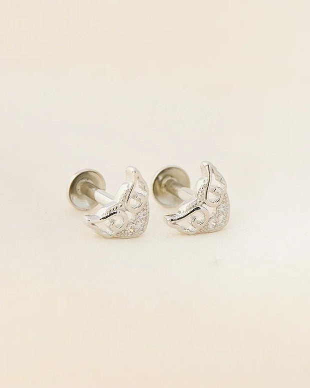 Mystic Mask Rhodium Studs in 92.5 Silver