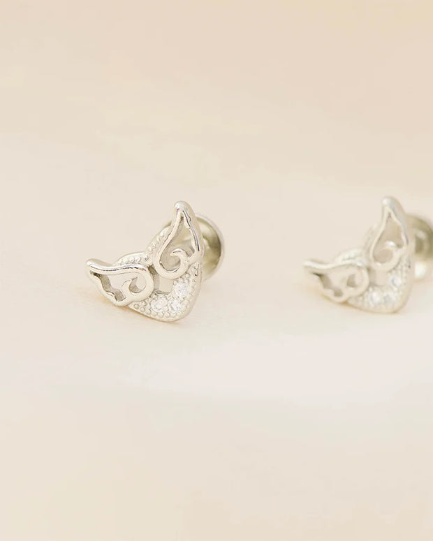 Mystic Mask Rhodium Studs in 92.5 Silver