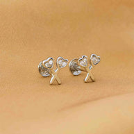 Heart Lollipop Rhodium Studs in 92.5 Silver