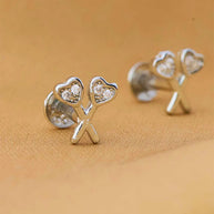 Heart Lollipop Rhodium Studs in 92.5 Silver