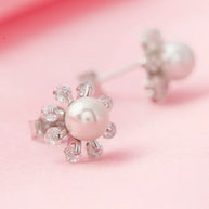 Elegant Geometry Rhodium Studs  in 92.5 Silver