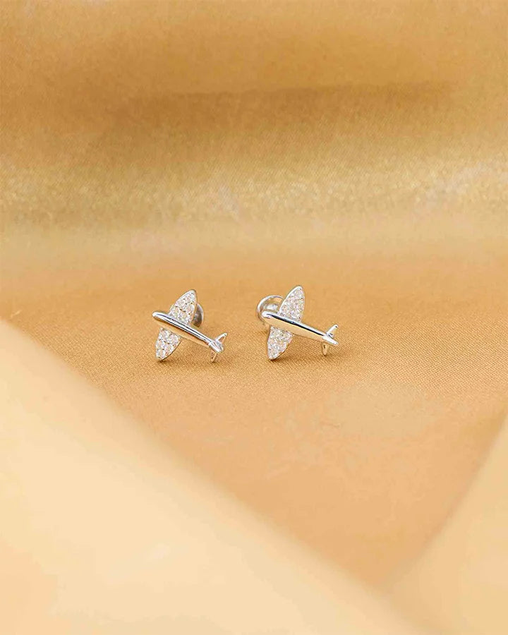 Airplane Rhodium Studs in 92.5 Silver