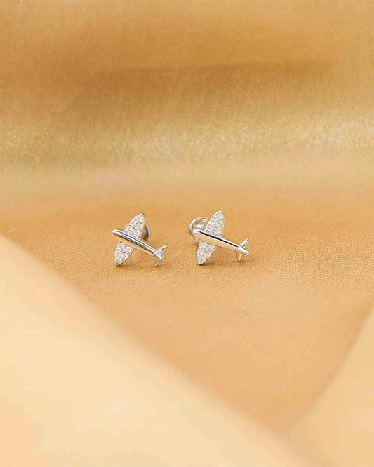 Airplane Rhodium Studs in 92.5 Silver