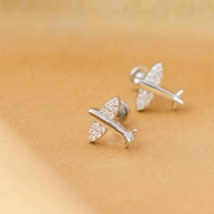 Airplane Rhodium Studs in 92.5 Silver