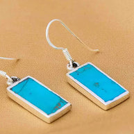 Rectangular Rhodium earring in 92.5 Silver