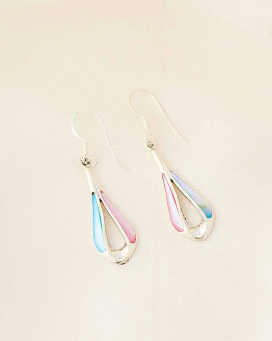 Multi color Rhodium earrings in 92.5 Silver