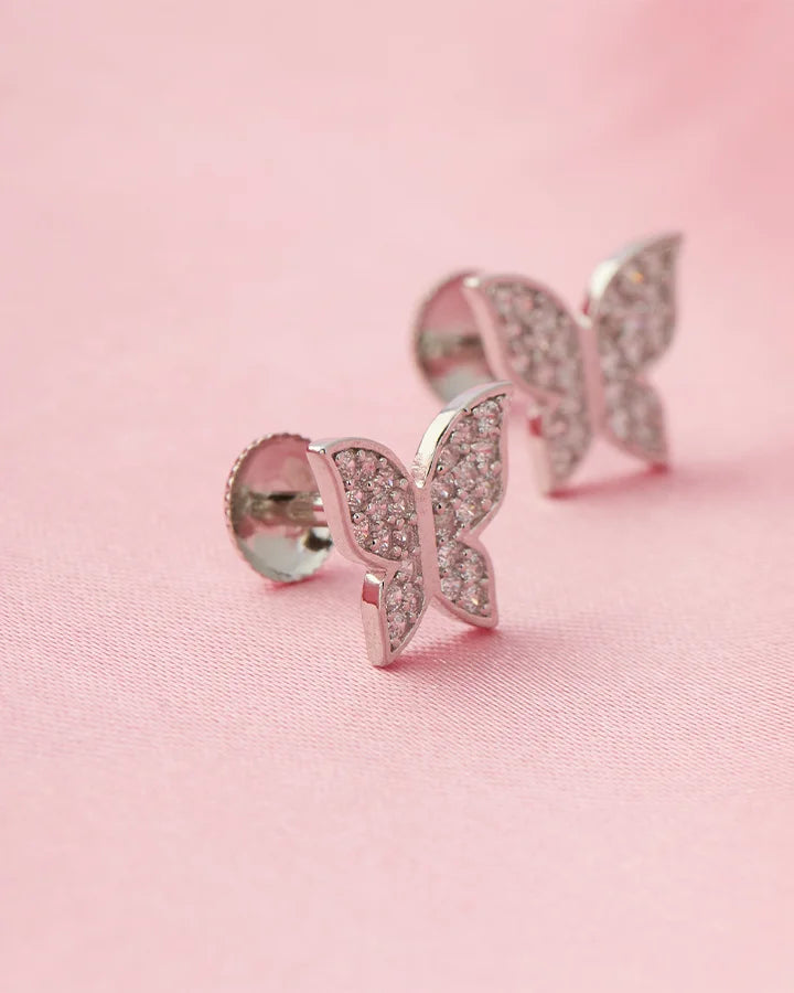 Refined Geometry Rhodium Studs in 92.5 Silver