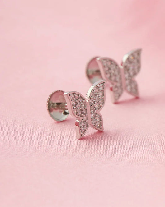 Refined Geometry Rhodium Studs in 92.5 Silver