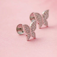 Refined Geometry Rhodium Studs in 92.5 Silver