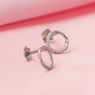 Elegant circular Rhodium Studs  in 92.5 Silver