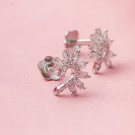 Timeless Floral Rhodium Studs in 92.5 Silver