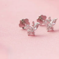 Butterfly Gleam Rhodium Studs in 92.5 Silver