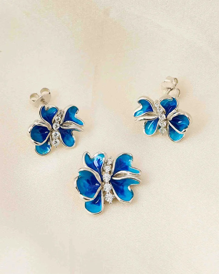 Charm Duo Radiant Bloom Pendant Set  in 92.5 Silver