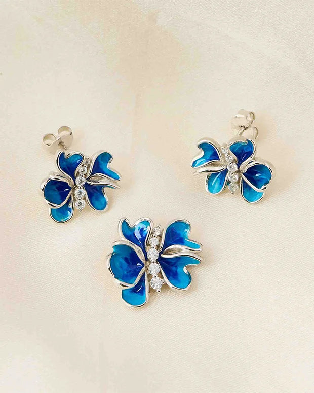 Charm Duo Radiant Bloom Pendant Set  in 92.5 Silver