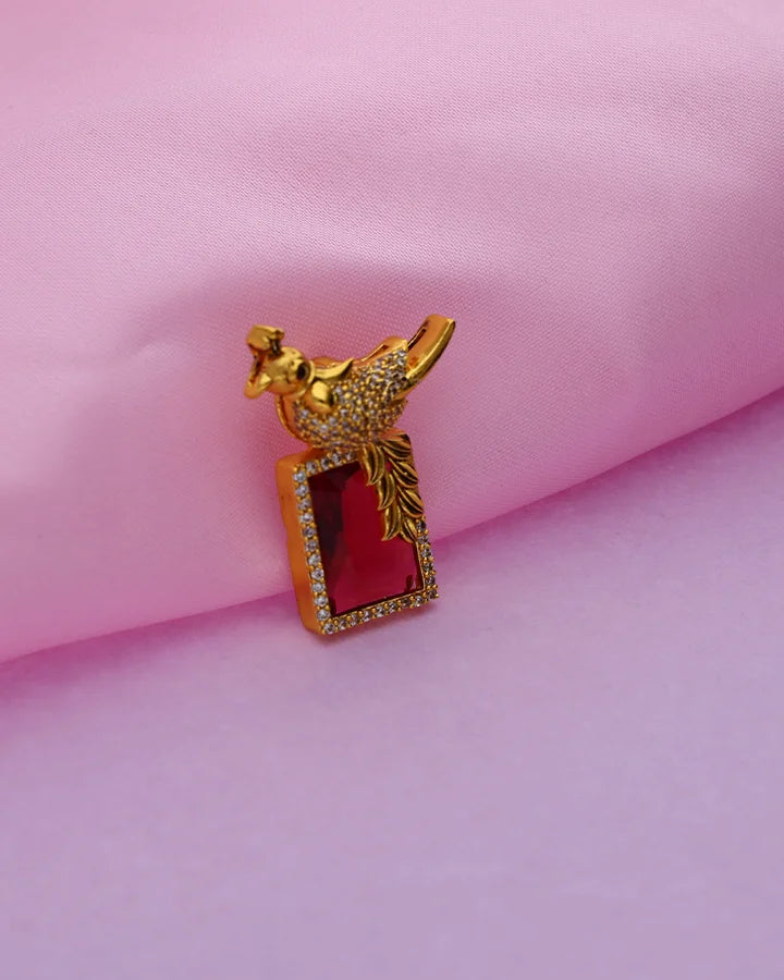 Ruby Parrot Dollar Pendant in 92.5 Silver