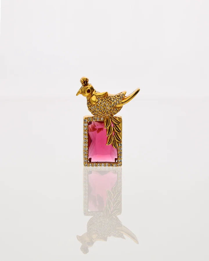 Ruby Parrot Dollar Pendant in 92.5 Silver