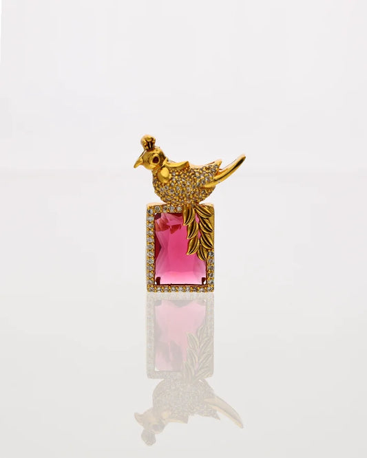 Ruby Parrot Dollar Pendant in 92.5 Silver