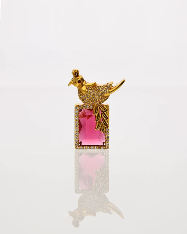 Ruby Parrot Dollar Pendant in 92.5 Silver